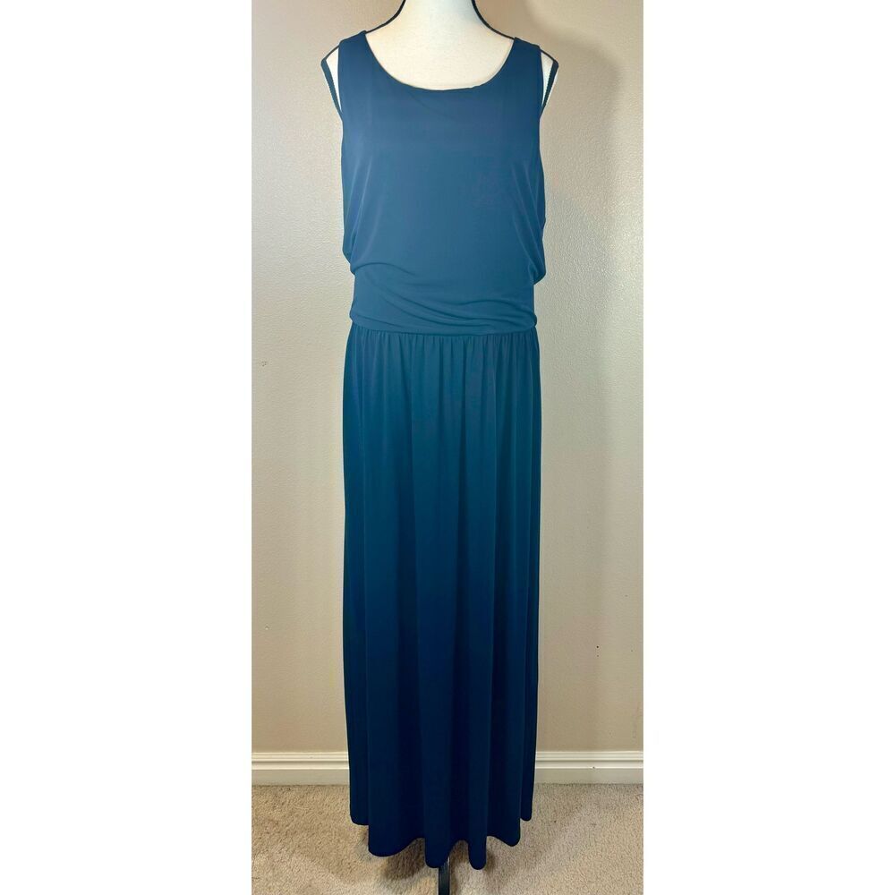 Brooks Brothers Navy Blue Short Sleeve Maxi With Elastic Waist Dress Women's XL
